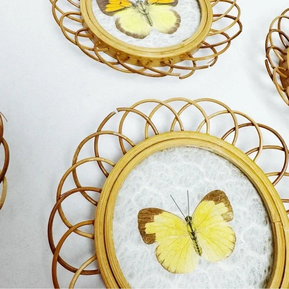 Vintage Real Butterfly Bamboo Coasters - Picture 10 of 11